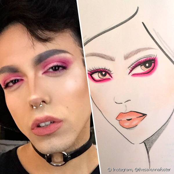 O esfumado ao redor de todo o olho deixou a maquiagem rosa e rom?ntica com um toque fashionista (Foto: Instagram @thesavannafoster)